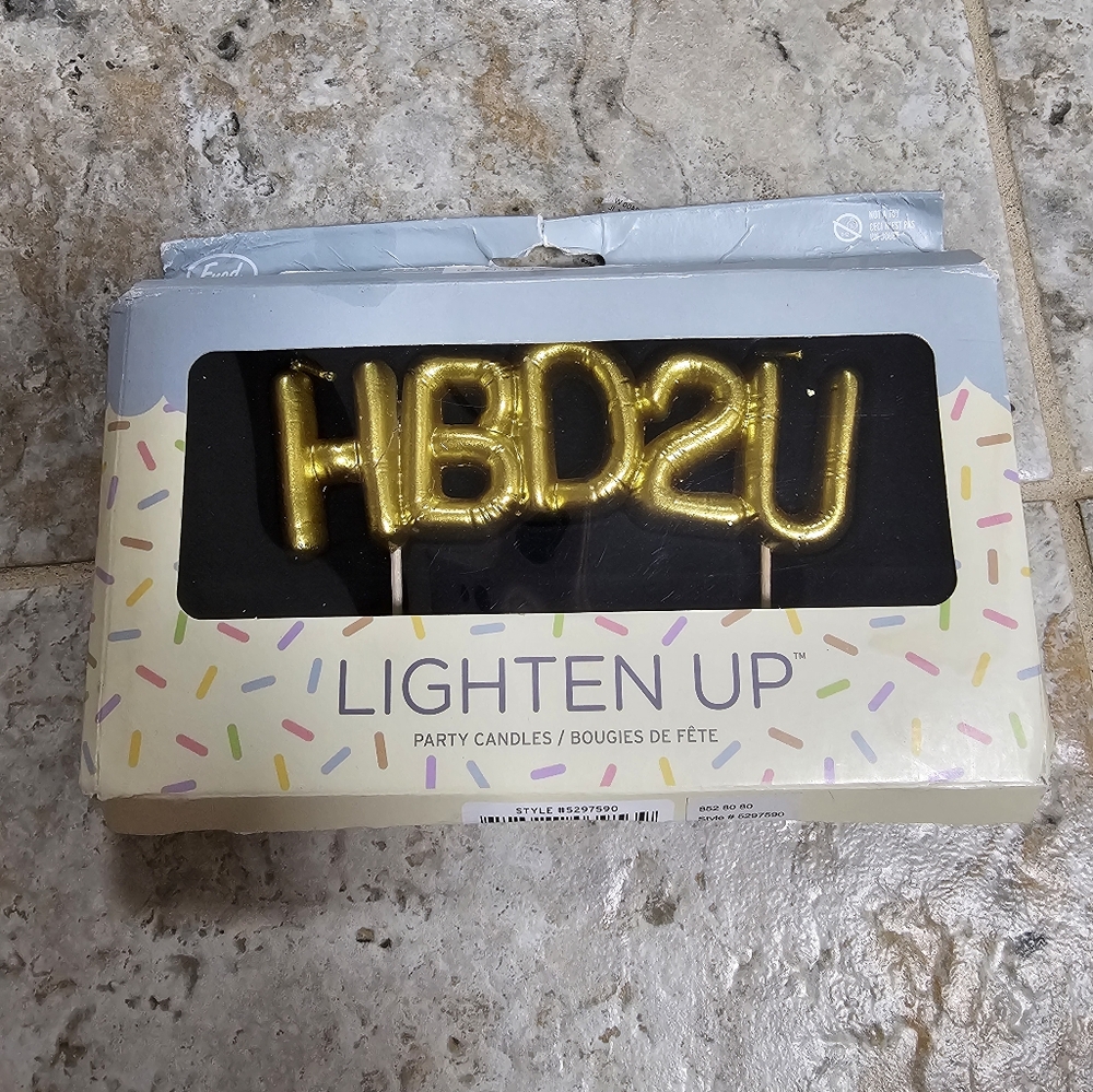 Fred Lighten Up Party Candles NEW HBD2U Gold